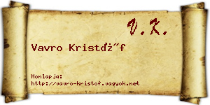 Vavro Kristóf névjegykártya